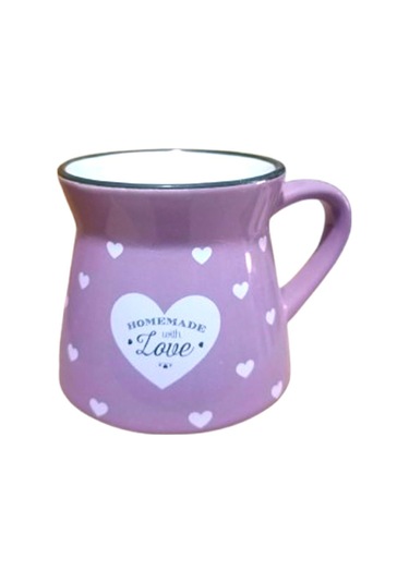 Seramik Kulplu Bardak Kalpli Desen Renli 250 Cc - Çok Renkli Çok Renkli