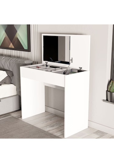 2230 Laıla Düşer Kapaklı Aynalı 80 Cm Makyaj Masası