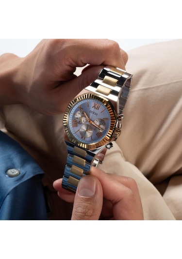 Guess Gugw0703g3 Altın Kaplama Mavi Kadran Erkek Kol Saati