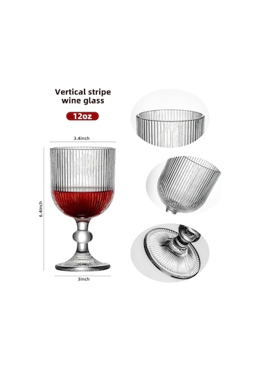 Lucca Zarif Çizgili Ayaklı 4'lü Cam Bardak Seti - 260 Ml