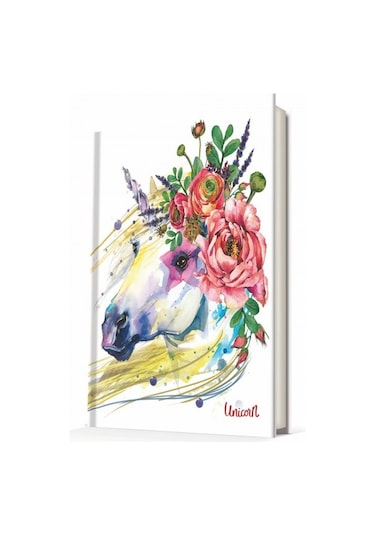 Deffter Unicorn Flower 96 Yaprak Çizgili Sert Kapak Defter