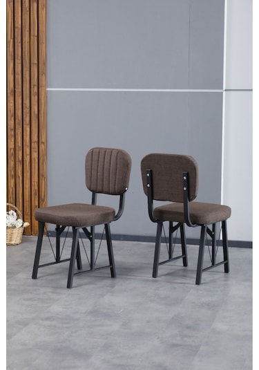 Hayat Serisi Mutfak Sandalyesi, Yemek, Bahçe, Kafe, Modern Sandalye 2 Adet - Kahverengi Kahverengi