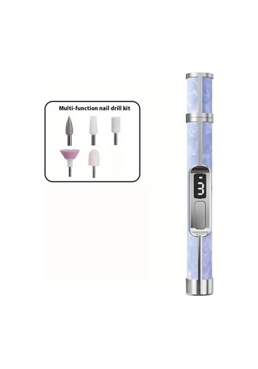 Willowhaven Mavi Kolay Paket Profesyonel Tırnak Taşlama Cilalama Kalemi 5 Başlık Kablosuz 3 Hız Usb C Şarj Ev Salon Manikür Pedikür