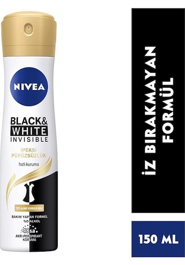 Nivea Black & White Invisible İpeksi Pürüzsüzlük Kadın Deodorant 150 ML