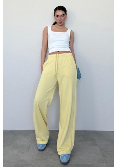 Madmext Sarı Bol Paça Kadın Eşofman Altı Mg2279 Sarı