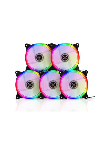 Rgb 12cm Bilgisayar Soğutma Fanı Seti - 5'li Paket, Hidrolik Yatak, Sessiz Ve Renk Değiştiren