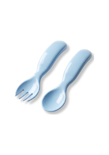 Mamajoo Ergonomik Beslenme Kaşık & Çatal Seti Mavi, 6 Ay+ İkili
