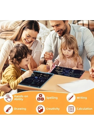 Trendooze 8.5 Inç Çocuk Yazı Tahtası Aheayuan Eğitici Çizim Defteri Işık Mavi Renkli Açık Mavi Çok Renkli