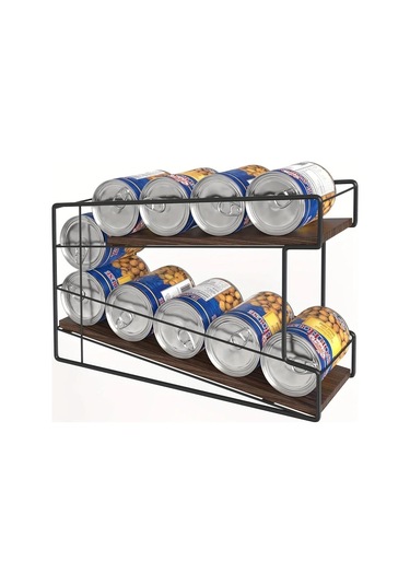 Honeybeeshop 1 Adet Ahşap Ve Demir Çift Katmanlı İçecek Düzenleyici Siyah Ve Kahverengi Mutfak Depolama Tezgah Tasarımı Eğimli Raf Ev Düzenleme 1100 Koyu Ceviz