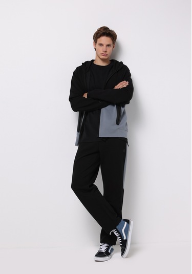 Colins Regular Fit Orta Bel Düz Erkek Siyah Eşofman Altı Cl1076854 Q1.v1 Blk Siyah