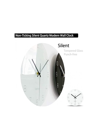 Primepickings Duvar Saati, Ev Dekoratif Sessiz Geçmeyen Kuvars Pille Çalışan Modern Cam Saat Yatak Odası/otu A