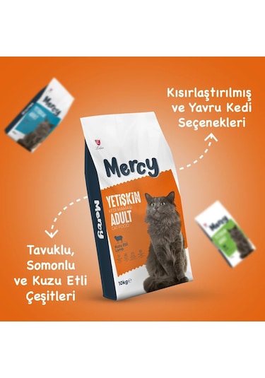 Mercy Kuzu Etli Yetişkin Kedi Maması 10 KG