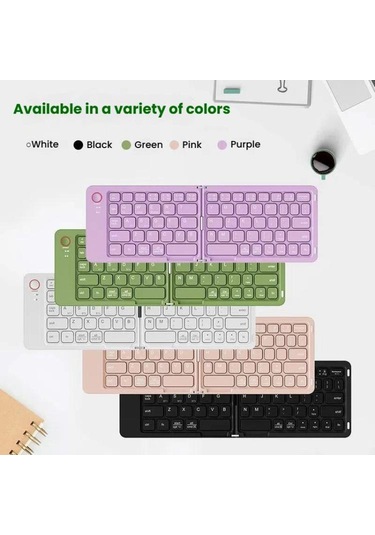 B023 İki Katlanır Taşınabilir Mini Kablosuz Bluetooth Klavye Siyah