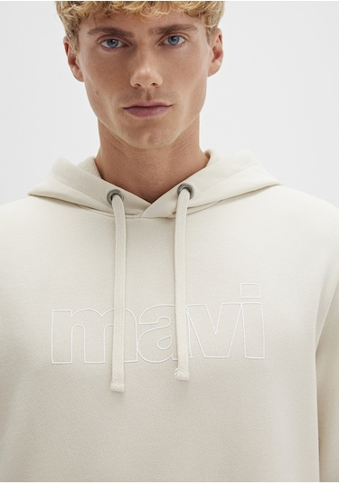 Mavi - Mavi Logo Baskılı Kapüşonlu Bej Sweatshirt 065606-70134 Bej