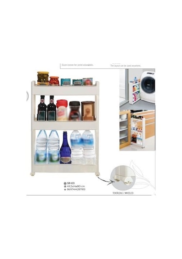 Motek SR-03 Slim Organizer 3 Katlı Raf  Beyaz