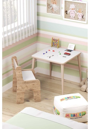 Miracle 3d Çocuk Oyun Etkinlik Çalışma Masası Ve Sırt Dayamalı Sandalye Aktivite Masası Atlantik