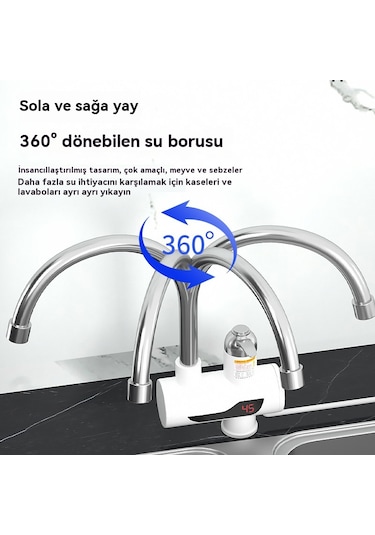 Eternal Luck Elektrikli Su Girişli Sıcak Su Musluğu Beyaz