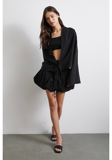 Astarlı Balon Etek Siyah Siyah