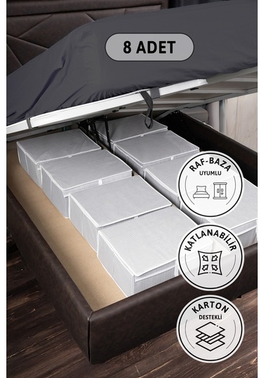 Kapaklı Baza 8'li Hurç 50x40x19 - Gri Gri