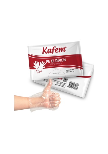 Kafem PE Tek Kullanımlık Şeffaf Eldiven 100 Lü X 25 Paket