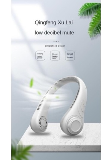 Asılı Boyun Fan Taşınabilir Soğutma Fanı Usb Leafless 360 Derece Boyun Bandı 78 Surround Hava Çıkışları Şarj Edilebilir Hayranları 0447 Beyaz
