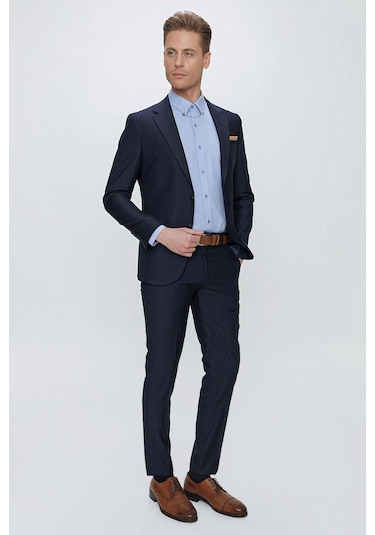 Efor Slim Fit Klasik Mono Yaka Klasik Lacivert Takım Elbise Tk 2021 Lacivert
