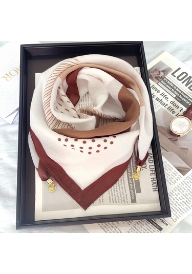 Prosperlink Lüks Manyetik Toka Çizgili İpek Eşarp - Kadın Bahar/sonbahar Moda Boyun Sarar Aksesuarone Sizekadın Turkuaz