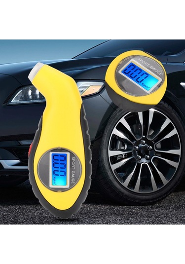 Yaleker Araba Lastik Basınç Ölçer, Led Ekranlı Dijital Tester, 4 Birim Değiştirilebilir, Abs Malzeme, Gece Görünürlüğü İçin Mavi Floresan