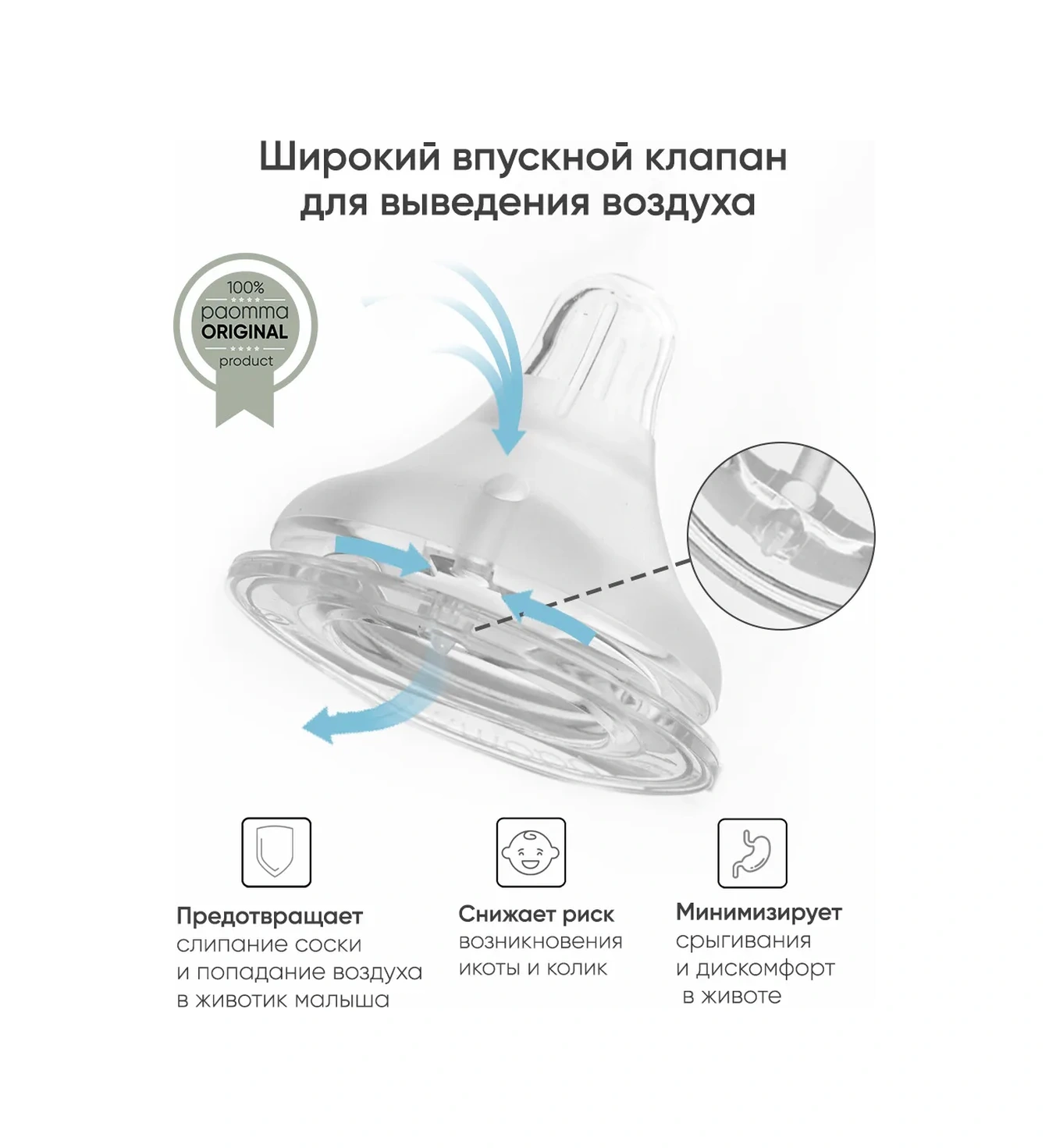 Paomma Mom Effect Anti-colic S Biberon Emziği Yenidoğanlar İçin 105902439 Beyaz