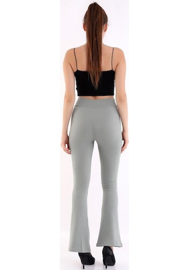 Self Clothing Kadın Mint Yeşil Yüksek Bel Fitilli Dayanıklı Örme Kumaş Toparlay