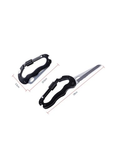 MSO Outdoor Paslanmaz Çelik Karabina Çakı Bıçak Tornavida Siyah