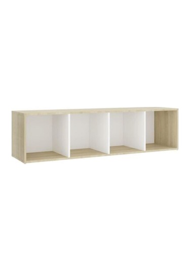 Tdesıgno Eda Televizyon Sehpası - Ünitesi -kitaplık-meşe Beyaz 144 Cm 4 Raflı Meşe - Beyaz