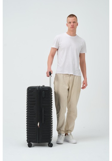 Keo-plus Siyah Büyük Boy Silikon Kırılmaz Pp Valiz Siyah