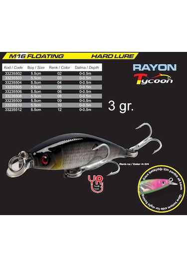 Protackle M16 Rayon Sahte Balık - Boy 5.5 Cm, Ağırlık 3 Gram