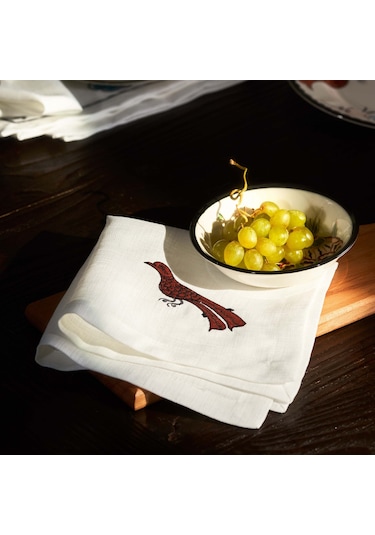 Karaca Home Paye Selçuklu Serisi Kuş Beyaz Nakışlı Amerikan Serv
