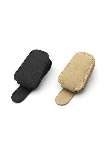 Youtek Araç İçi Güneşlik Gözlük Tutucu - Deri Gözlük Askısı, Gri Renk Gri