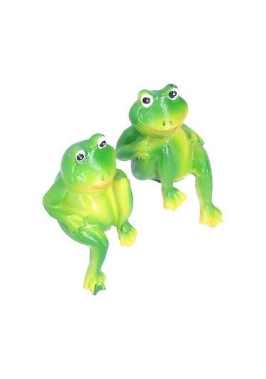 Shineyee Çevre Dostu Reçine Kurbağa Figürü, Ev Ve Bahçe Dekorasyonu, El Boyama, Canlı Detaylı, Hafif Ve Taşınabilir, 2 Adet Set