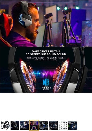 Porfesyonel Oyuncu Kulaklıgı Led Pc, Ps4, Xbox One, Ipad Uyumlu Dizüstü Bilgisayar Mikrofonlu Stereo