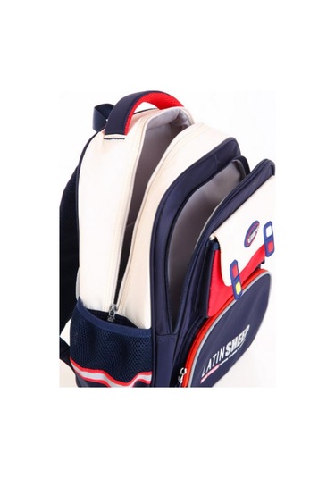 Ççs London Young 3 Gözlü Sırt Çantası Okul Çantası 51679 Kırmızı Lacivert Desenli