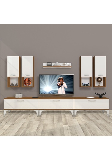Decoraktiv Eko 8da Mdf Silver Tv Ünitesi Tv Sehpası Ceviz - Beyaz