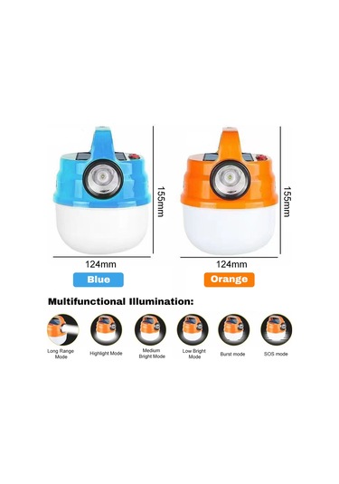 Youtek Güneş Enerjili Dışarıdaki Led Feneri 6 Işık Modu 1200mah Usb Şarjlı Sürdürülebilir Kamp, Bisiklet, Acil Durum Lambası Mavi Büyük Boy Mavi