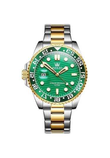 Novahub Olevs 3610 Erkekler Çelik Kayış Aydınlık Su Geçirmez Kuvars Saat Yeşil Altın Çok Renkli Çok Renkli