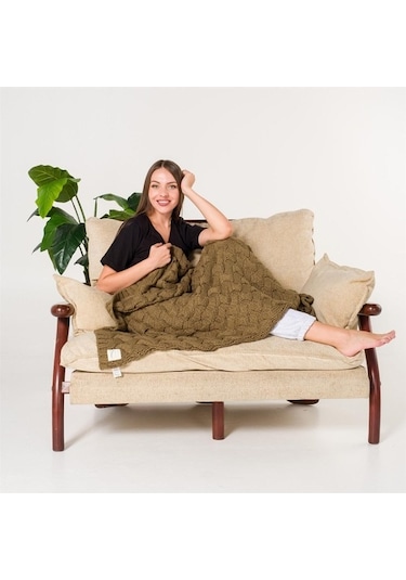 Serenita Saç Örgü Triko Tv Battaniyesi Throw Koltuk Şalı (538861587)-110X160