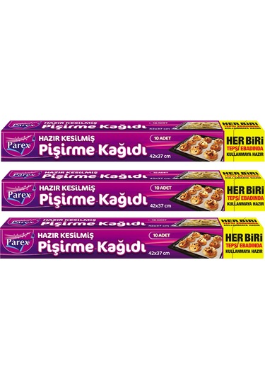Hazır Kesilmiş Pişirme Kağıdı 10 Lu 42 X 37 Cm Üçlü Set