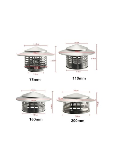 Paslanmaz Çelik Baca Kapağı Dış Duvar Hava Çıkışı Kullanışlı Soba Borusu Koruyucu Kapak Şömineler 75mm