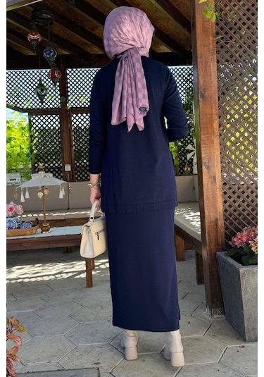 Rabia Şamlı Sezen Triko Takım Lacivert Çok Renkli
