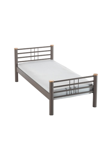 Kappis Tek Kişilik Ferforje Metal Karyola-kahverengi Ahşap Latalı