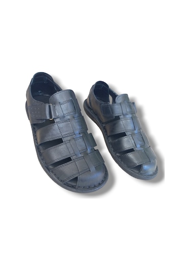 Growish Gr0152 Deri Erkek Sandalet Siyah