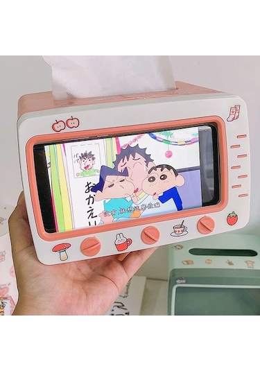 Hiçbir Çıkartma Yeşil-sevimli Plastik Doku Kutusu Ev Çok Fonksiyonlu Kawaii Masaüstü Kutusu Kasa Basit Yaratıcı Peçetelik 46917506