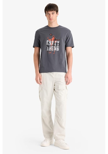 DeFacto %100 Pamuk Deadpool Regular Fit Bisiklet Yaka Kısa Kollu Tişört E3263AX25SMAR104